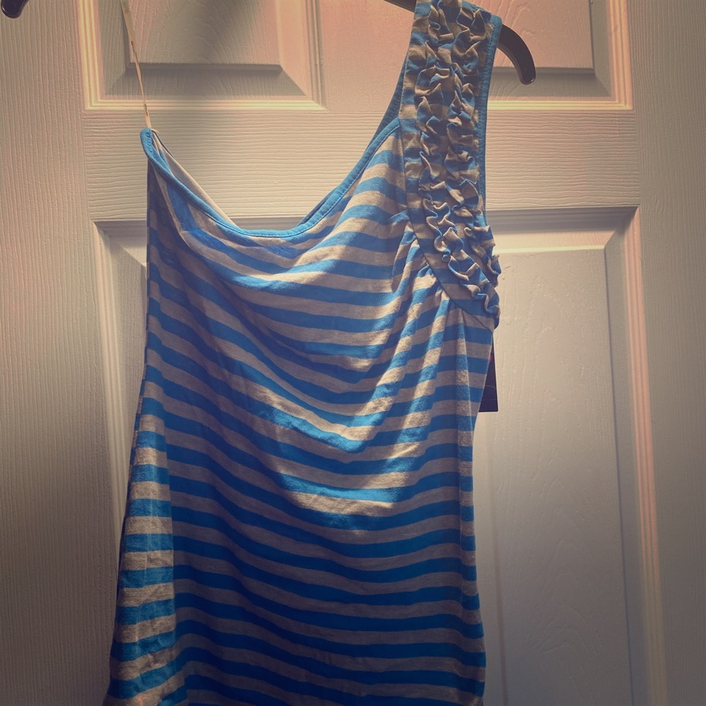 TE AMO Off Shoulder Stripe Blue Tank Top - Medium - Used